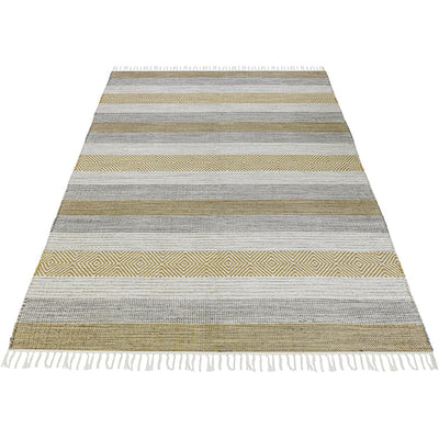 שטיח גפן כותנה 03 צהוב עם פרנזים | השטיח האדום