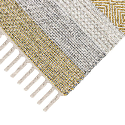 שטיח גפן כותנה 03 צהוב עם פרנזים | השטיח האדום