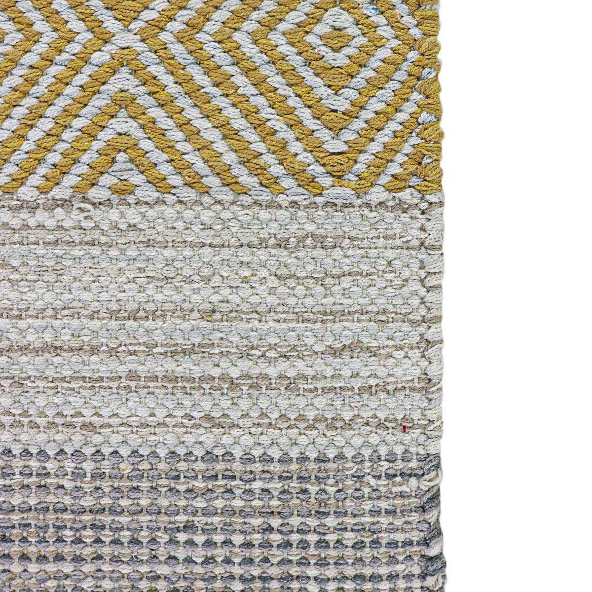 שטיח גפן כותנה 03 צהוב עם פרנזים | השטיח האדום