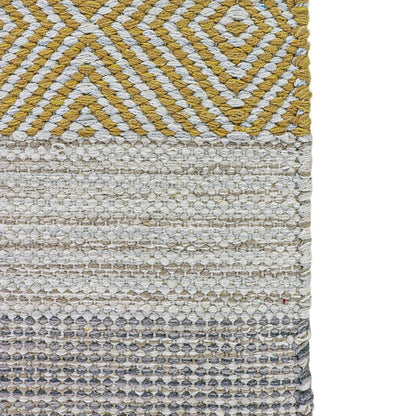 שטיח גפן כותנה 03 צהוב עם פרנזים | השטיח האדום