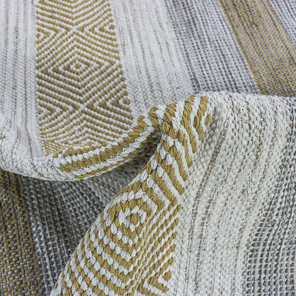 שטיח גפן כותנה 03 צהוב עם פרנזים | השטיח האדום