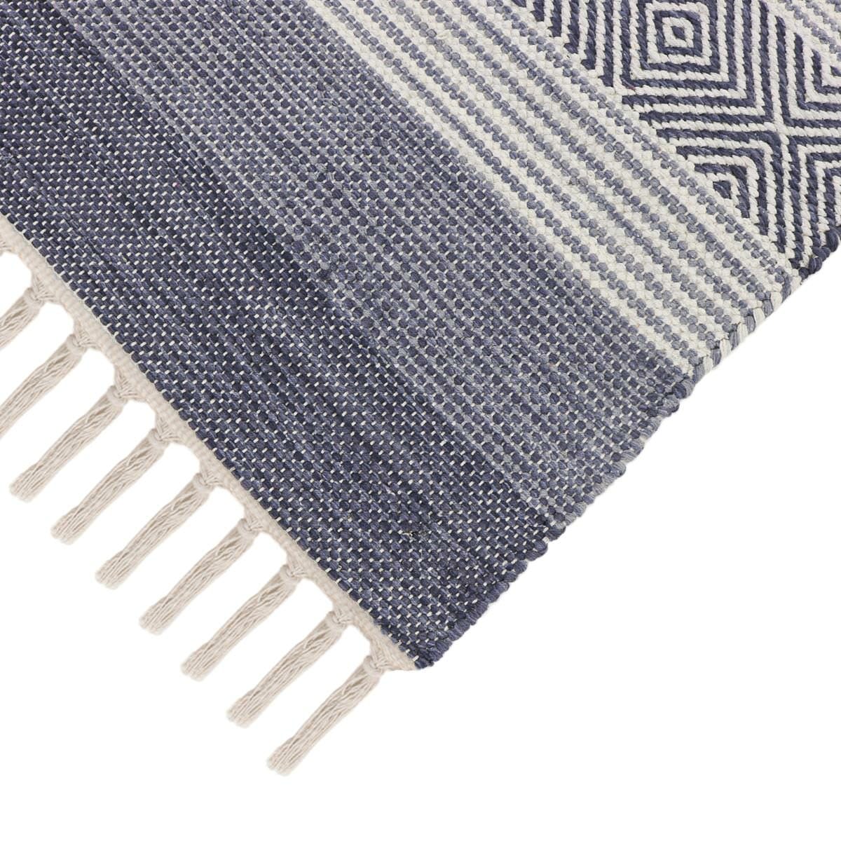 שטיח גפן כותנה 03 כחול עם פרנזים | השטיח האדום