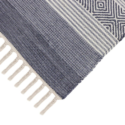 שטיח גפן כותנה 03 כחול עם פרנזים | השטיח האדום