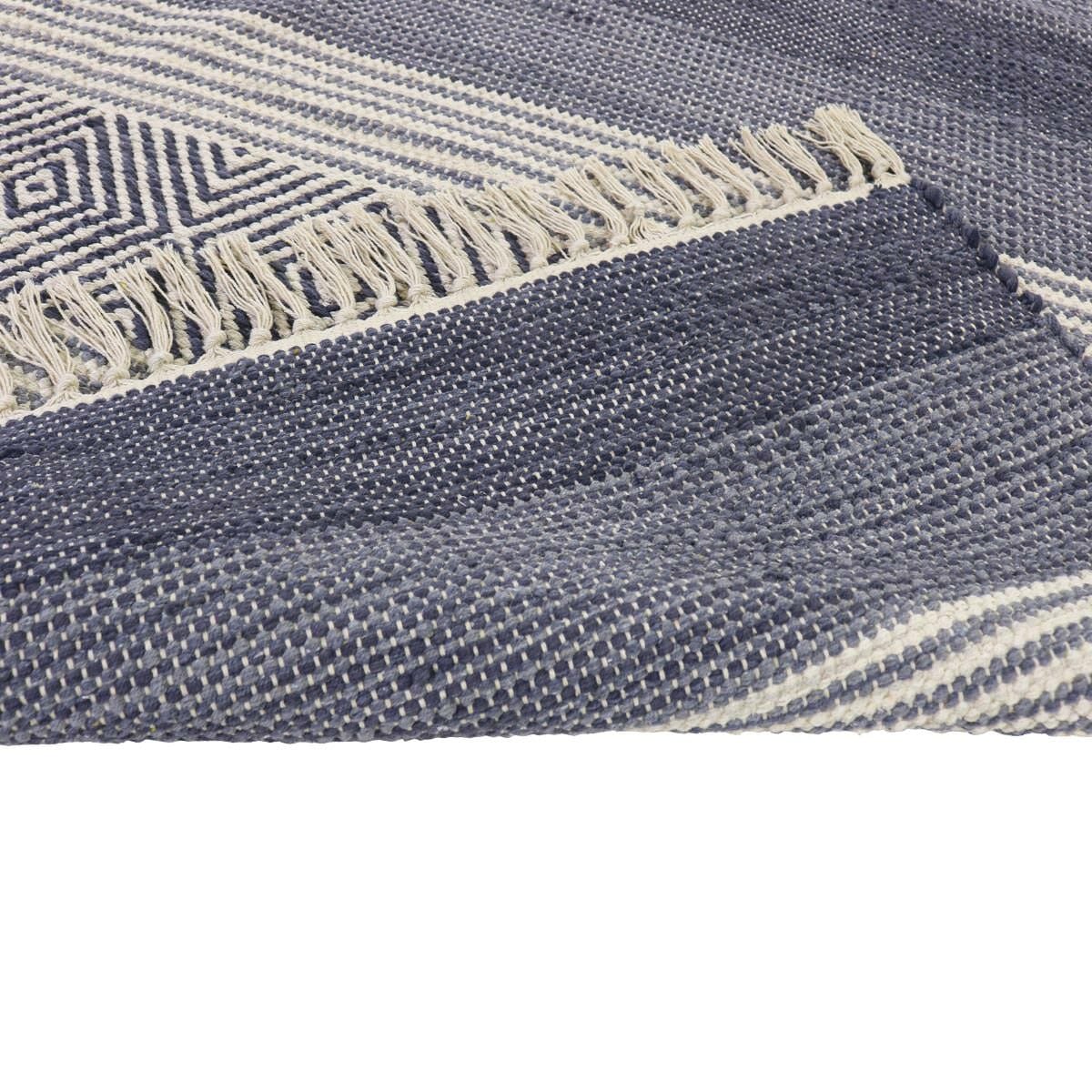 שטיח גפן כותנה 03 כחול עם פרנזים | השטיח האדום