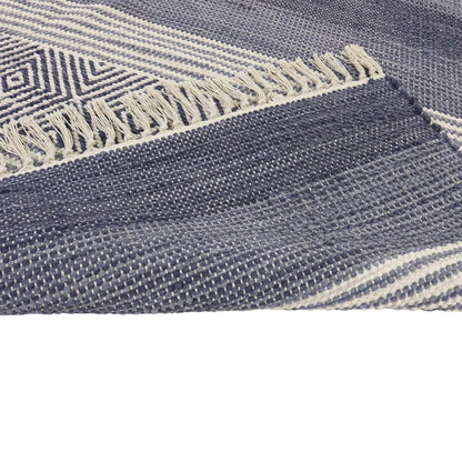 שטיח גפן כותנה 03 כחול עם פרנזים | השטיח האדום