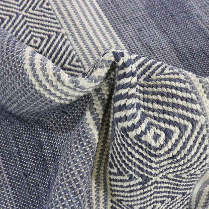 שטיח גפן כותנה 03 כחול עם פרנזים | השטיח האדום