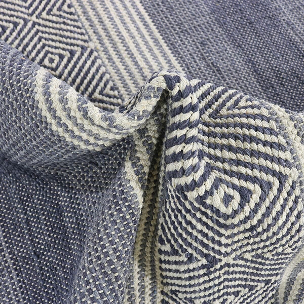 שטיח גפן כותנה 03 כחול עם פרנזים GEFEN - hover