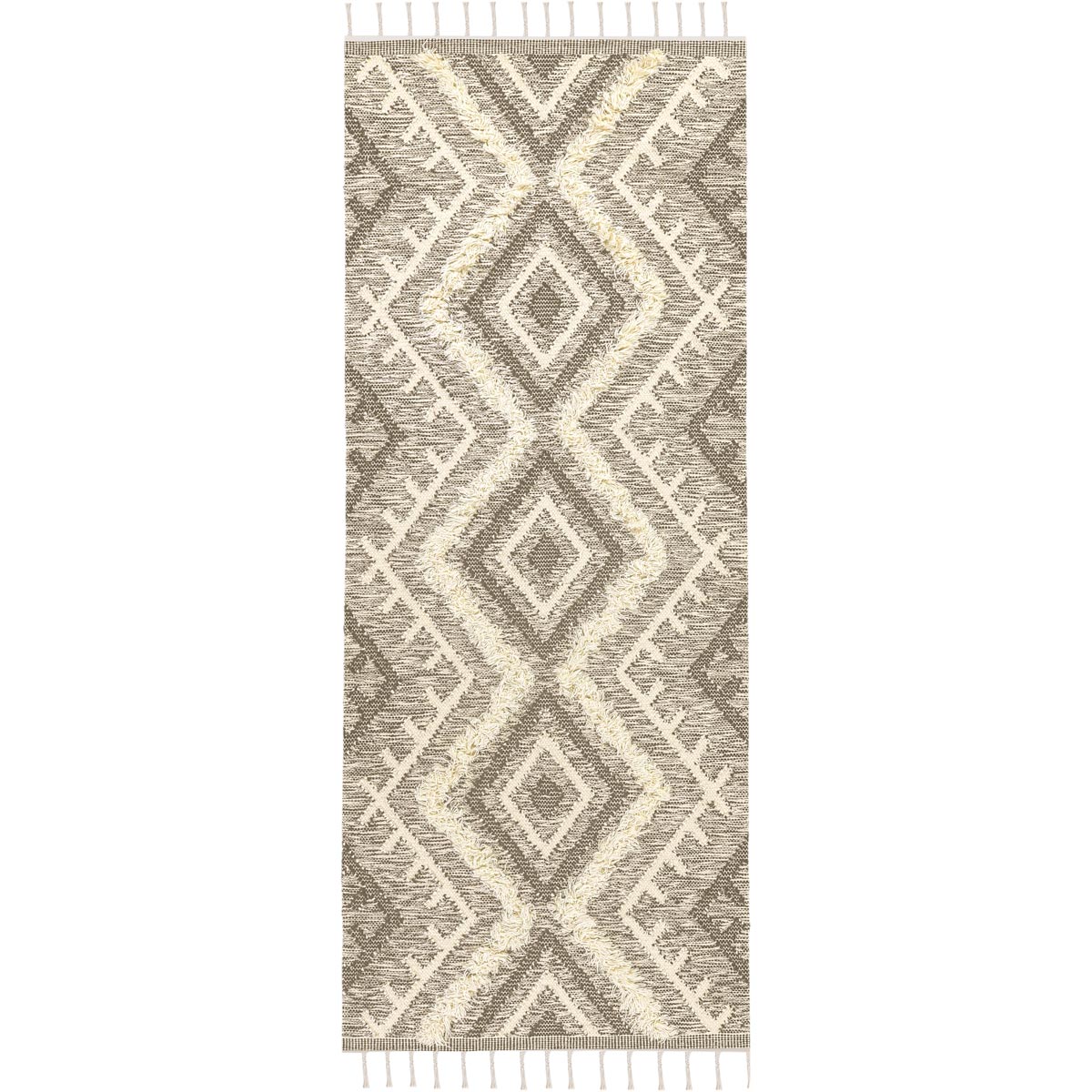 שטיח קילים סקנדינבי 05 חום ראנר עם פרנזים | השטיח האדום