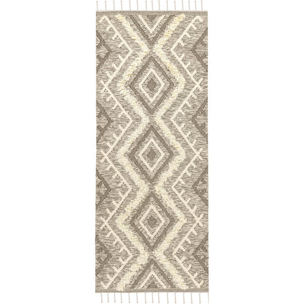שטיח קילים סקנדינבי 05 חום ראנר עם פרנזים KILIM