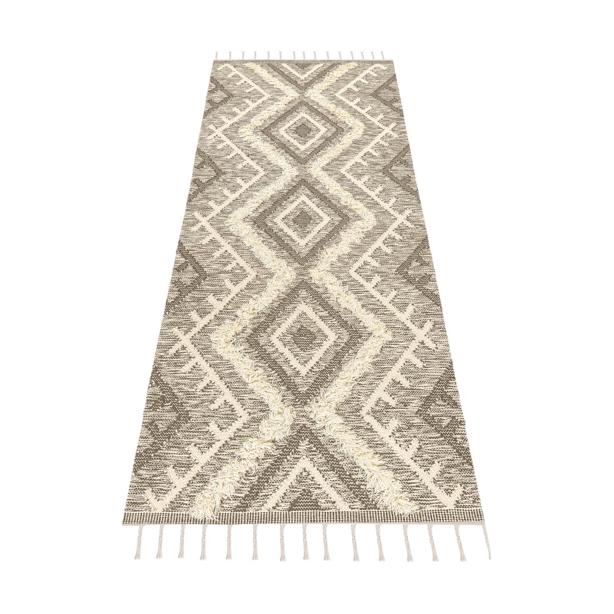 שטיח קילים סקנדינבי 05 חום ראנר עם פרנזים | השטיח האדום