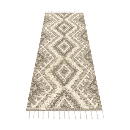 שטיח קילים סקנדינבי 05 חום ראנר עם פרנזים | השטיח האדום