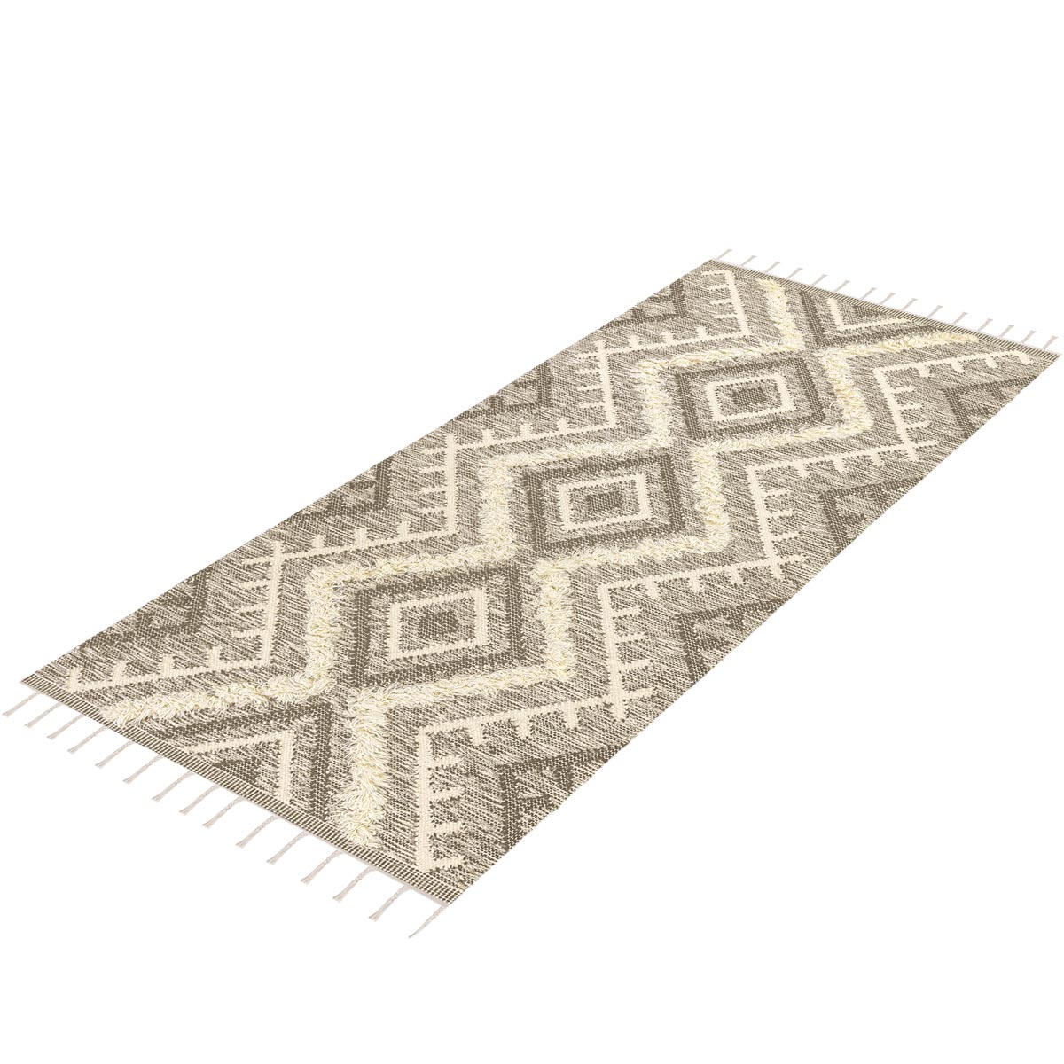 שטיח קילים סקנדינבי 05 חום ראנר עם פרנזים | השטיח האדום