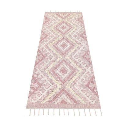 שטיח קילים סקנדינבי 05 ורוד ראנר עם פרנזים | השטיח האדום