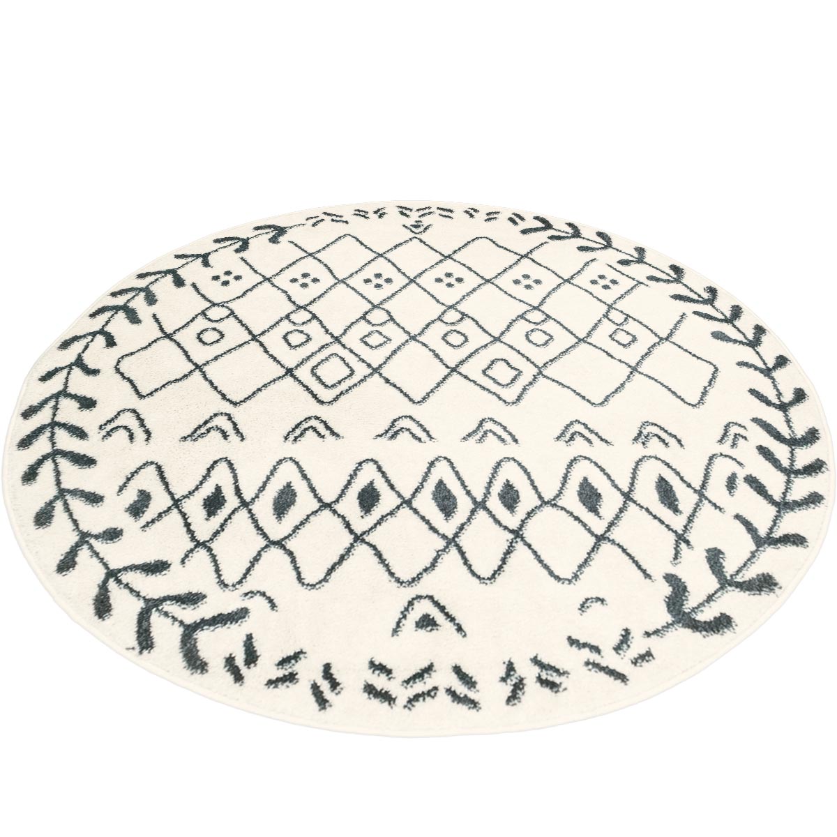 שטיח מרקש 07 קרם/שחור עגול | השטיח האדום