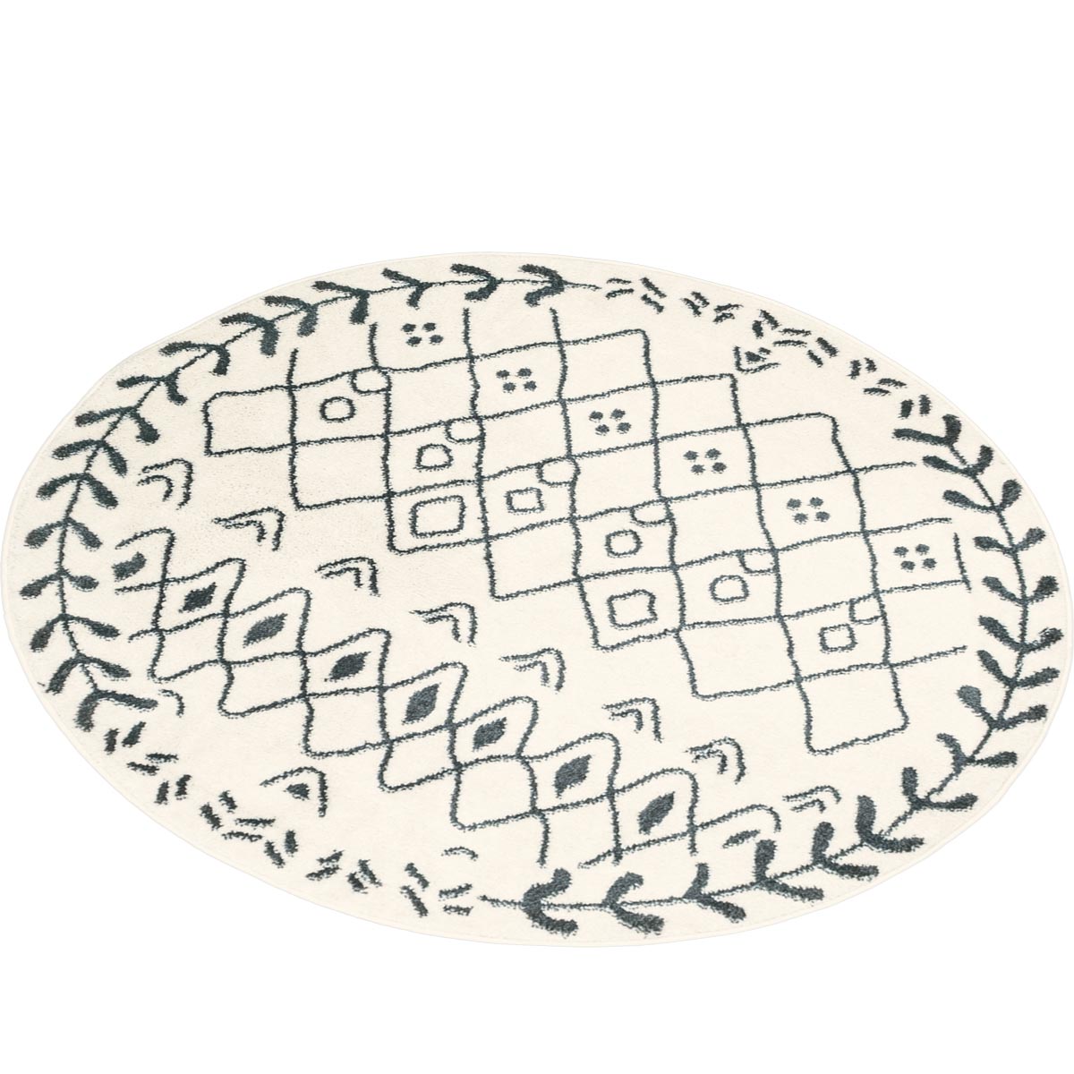 שטיח מרקש 07 קרם/שחור עגול | השטיח האדום