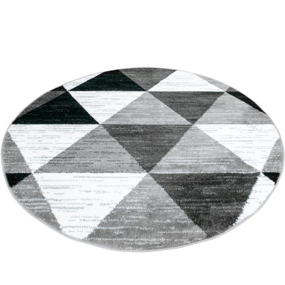 שטיח סלוניקי 11 אפור בהיר/אפור כהה/שחור עגול | השטיח האדום