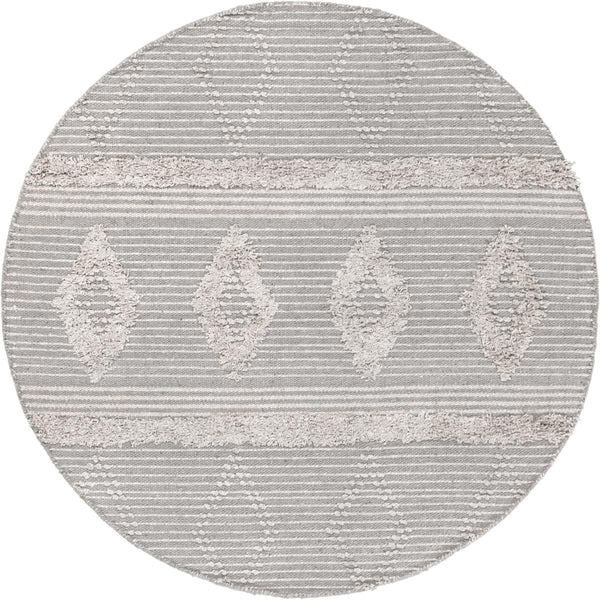 שטיח קילים סקנדינבי 12 אפור/לבן עגול KILIM