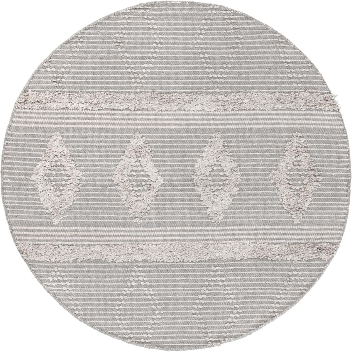 שטיח קילים סקנדינבי 12 אפור/לבן עגול | השטיח האדום
