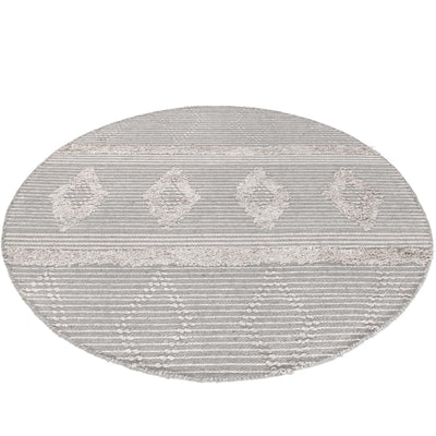 שטיח קילים סקנדינבי 12 אפור/לבן עגול | השטיח האדום