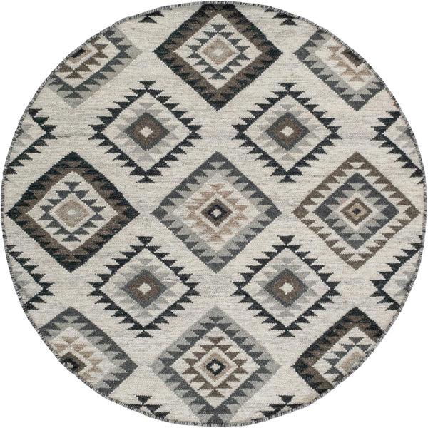 שטיח קילים סקנדינבי 01 אפור עגול KILIM