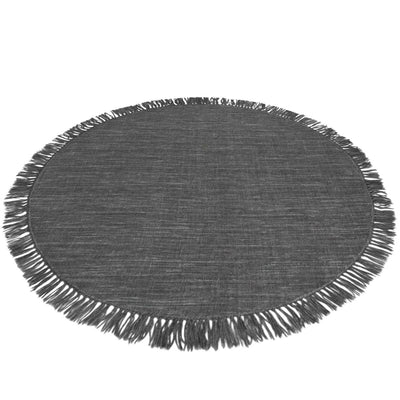 שטיח יעל 02 אפור עגול עם פרנזים | השטיח האדום