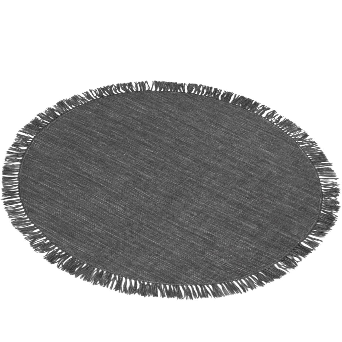 שטיח יעל 02 אפור עגול עם פרנזים | השטיח האדום