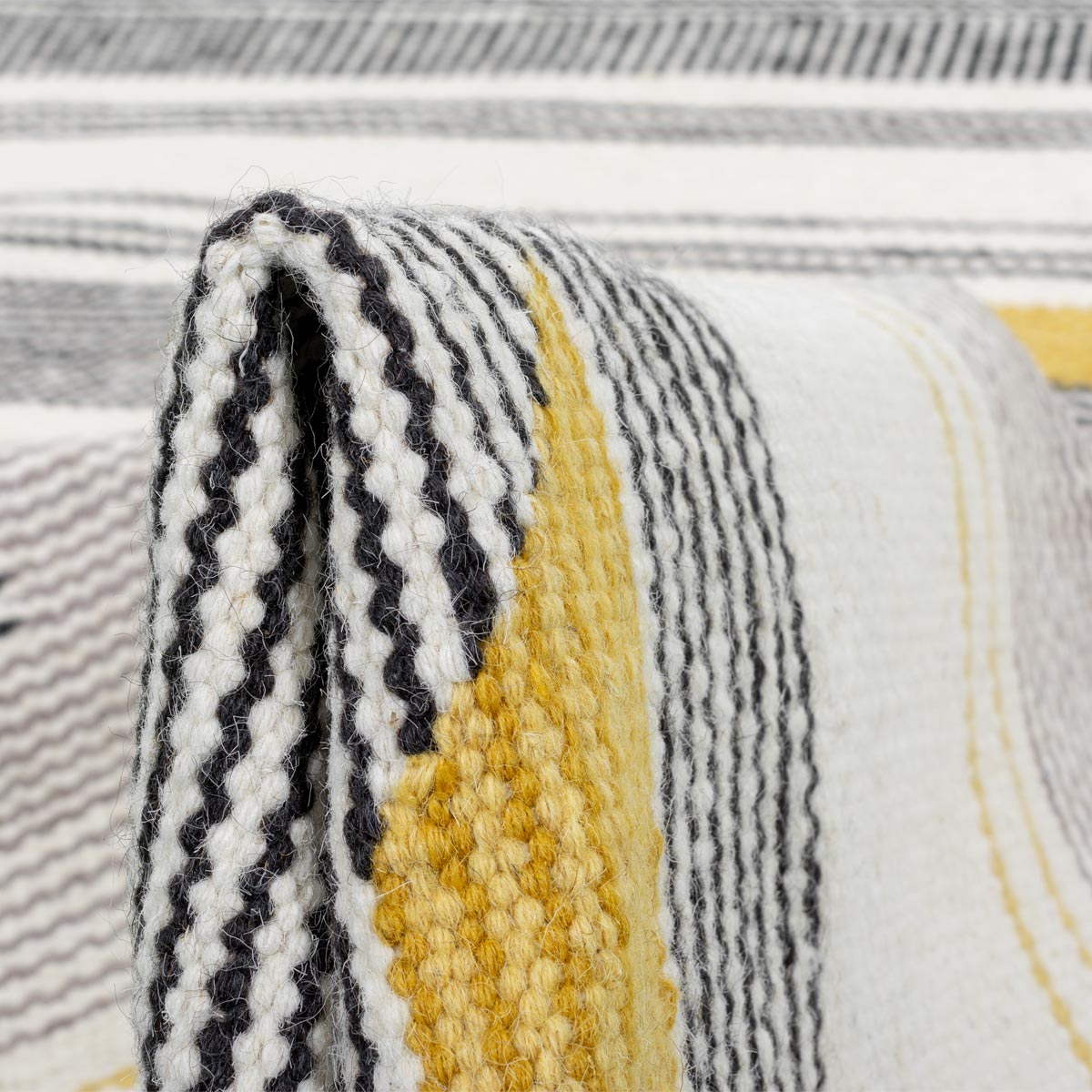 שטיח קילים סקנדינבי 20 שחור/צהוב/אפור | השטיח האדום