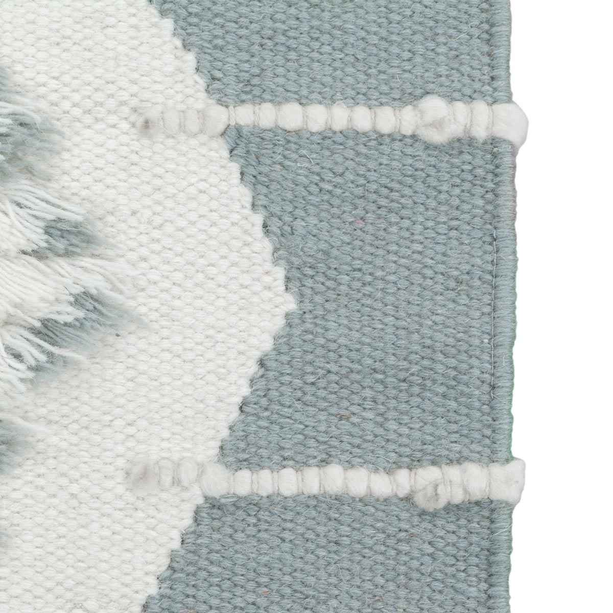 שטיח קילים סקנדינבי 25 כחול/לבן ראנר עם פרנזים | השטיח האדום