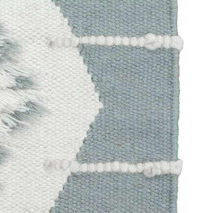 שטיח קילים סקנדינבי 25 כחול/לבן ראנר עם פרנזים | השטיח האדום