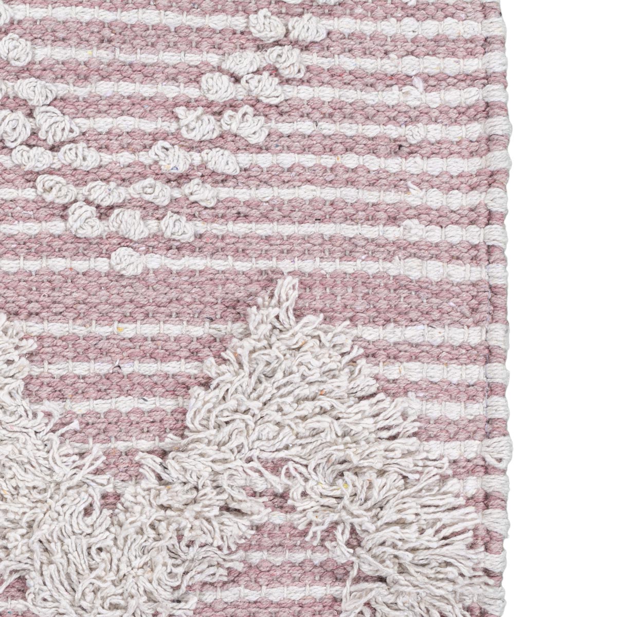 שטיח קילים סקנדינבי 12 ורוד/לבן עם פרנזים | השטיח האדום