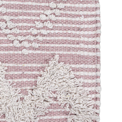 שטיח קילים סקנדינבי 12 ורוד/לבן עם פרנזים | השטיח האדום