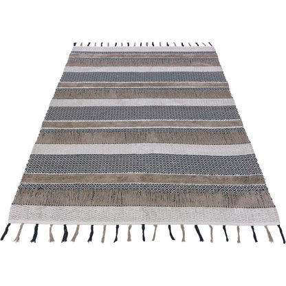 שטיח קילים נורדי 07 בז'/קרם/שחור עם פרנזים | השטיח האדום