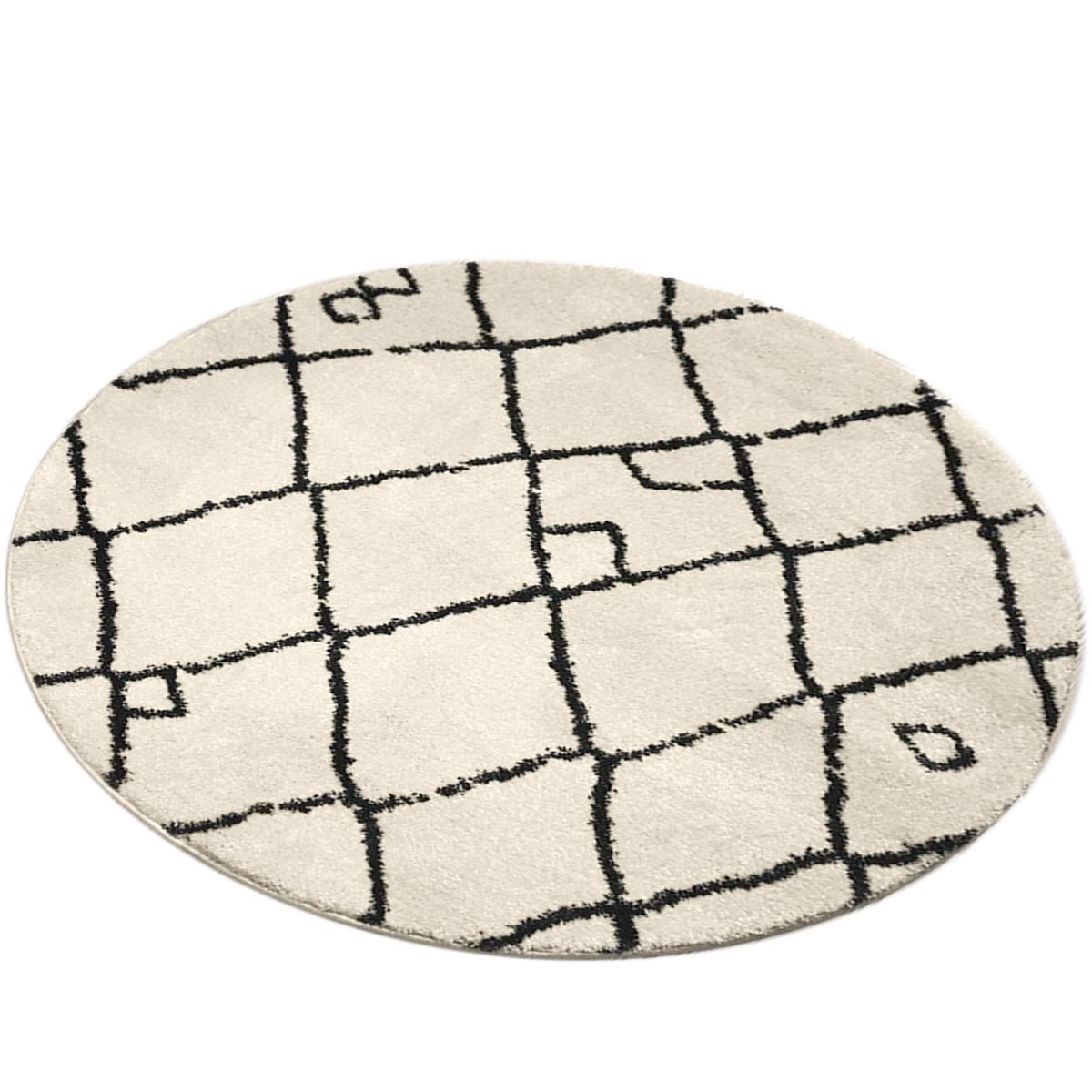 שטיח מרקש 06 קרם/שחור עגול | השטיח האדום