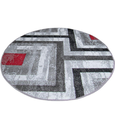 שטיח סלוניקי 13 קרם/אפור/אדום עגול | השטיח האדום