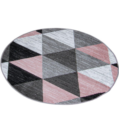 שטיח סלוניקי 11 ורוד/קרם/אפור עגול | השטיח האדום