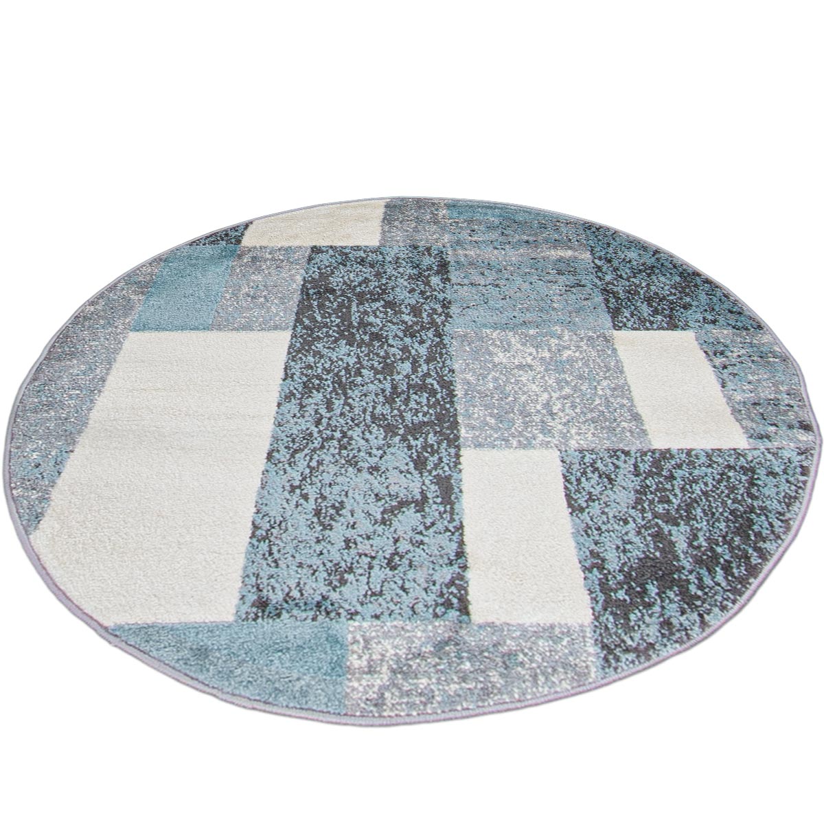 שטיח סלוניקי 10 אפור/קרם/טורקיז עגול | השטיח האדום