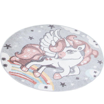 שטיח פאלמה 09 אפור/קרם/ורוד עגול | השטיח האדום