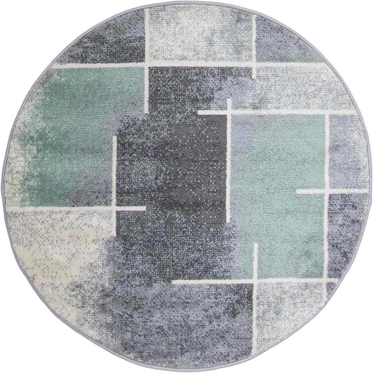 שטיח סלוניקי 12 אפור/קרם/ירוק פיסטוק עגול | השטיח האדום