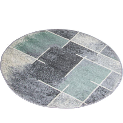 שטיח סלוניקי 12 אפור/קרם/ירוק פיסטוק עגול | השטיח האדום