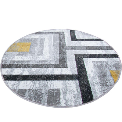 שטיח סלוניקי 13 קרם/אפור/צהוב עגול | השטיח האדום