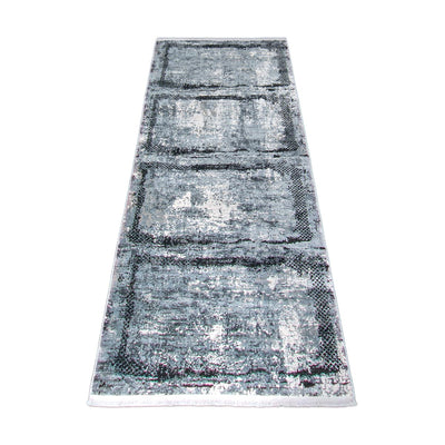 שטיח ג'איפור 14 שחור/אפור ראנר עם פרנזים | השטיח האדום