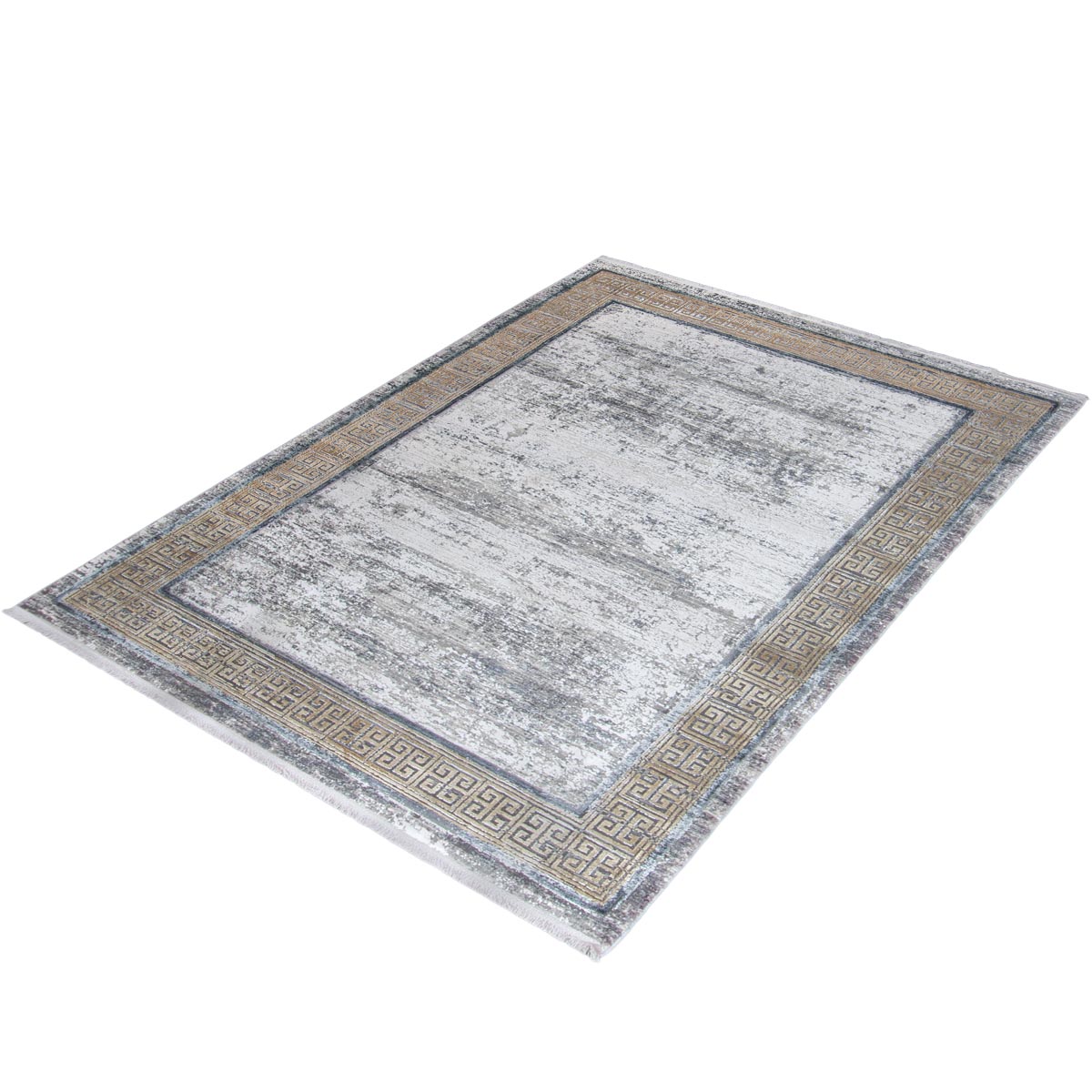 שטיח ג'איפור 21 אפור/בז' עם פרנזים | השטיח האדום