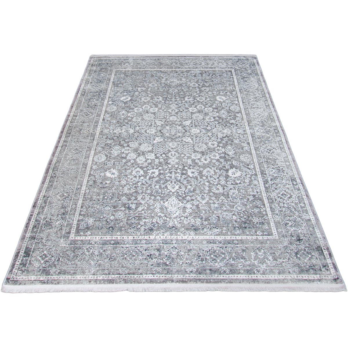 שטיח ג'איפור 22 אפור עם פרנזים | השטיח האדום