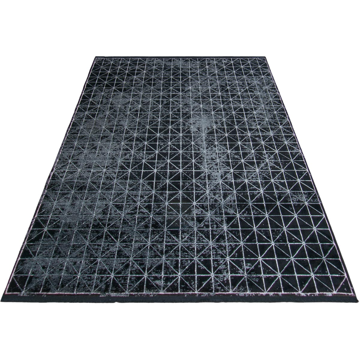 שטיח ג'איפור 12 שחור/אפור עם פרנזים | השטיח האדום