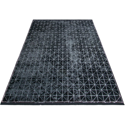 שטיח ג'איפור 12 שחור/אפור עם פרנזים | השטיח האדום