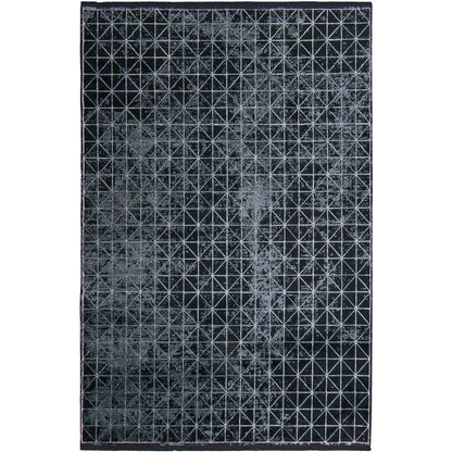 שטיח ג'איפור 12 שחור/אפור עם פרנזים | השטיח האדום