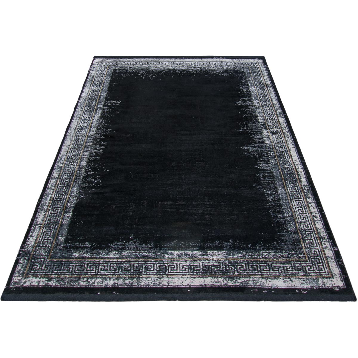 שטיח ג'איפור 11 שחור/אפור עם פרנזים | השטיח האדום