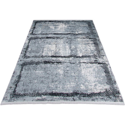 שטיח ג'איפור 14 שחור/אפור עם פרנזים | השטיח האדום