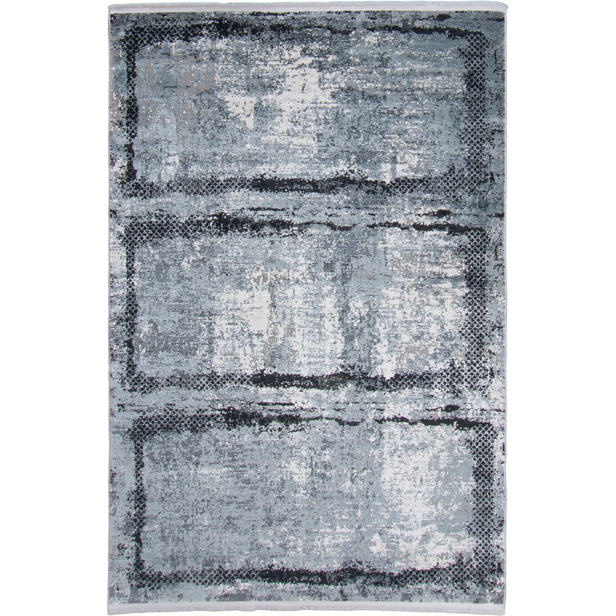 שטיח ג'איפור 14 שחור/אפור עם פרנזים | השטיח האדום