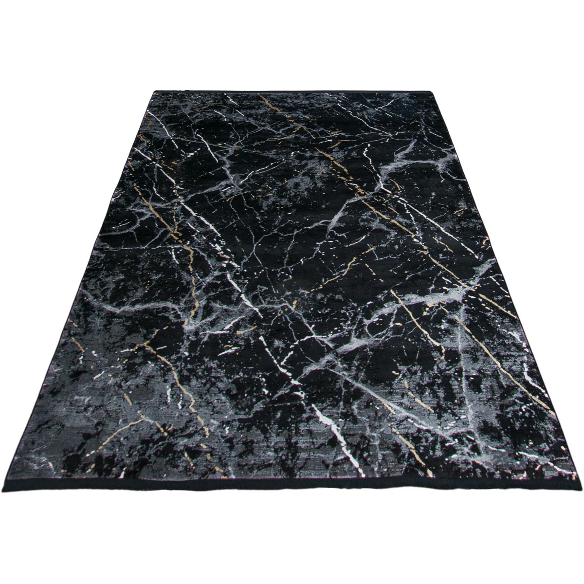 שטיח ג'איפור 10 שחור/אפור עם פרנזים | השטיח האדום